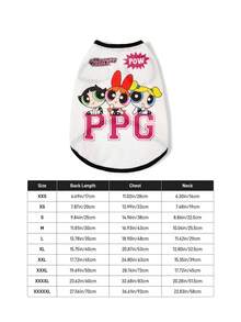 THE POWERPUFF GIRLS X SHEIN 卡通超級英雄女孩印花網眼寵物背心，透氣運動風無袖背心，適合貓咪與多尺寸狗狗 (XXS-XXXXXL)，輕量適合夏季戶外活動 - 本白 - 查看 7