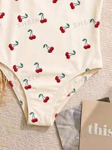 SHEIN 年轻女孩简约休闲细肩带连体泳衣，适合夏季 - 彩色 - 查看 5