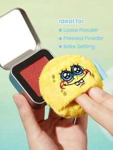 SpongeBob SquarePants | SHEIN 卡通黃色方塊角色絨毛粉撲，蓬鬆化妝粉撲，適用於散粉、定妝粉與粉餅，溫和不刺激肌膚，適合日常化妝與旅行使用 - 黃色 - 查看 3