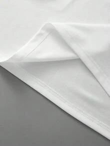 Manfinity Roghcode Men's Plus Size Letter Towel Embroidery Round Neck Short Sleeve Casual T-Shirt - White - View 7
