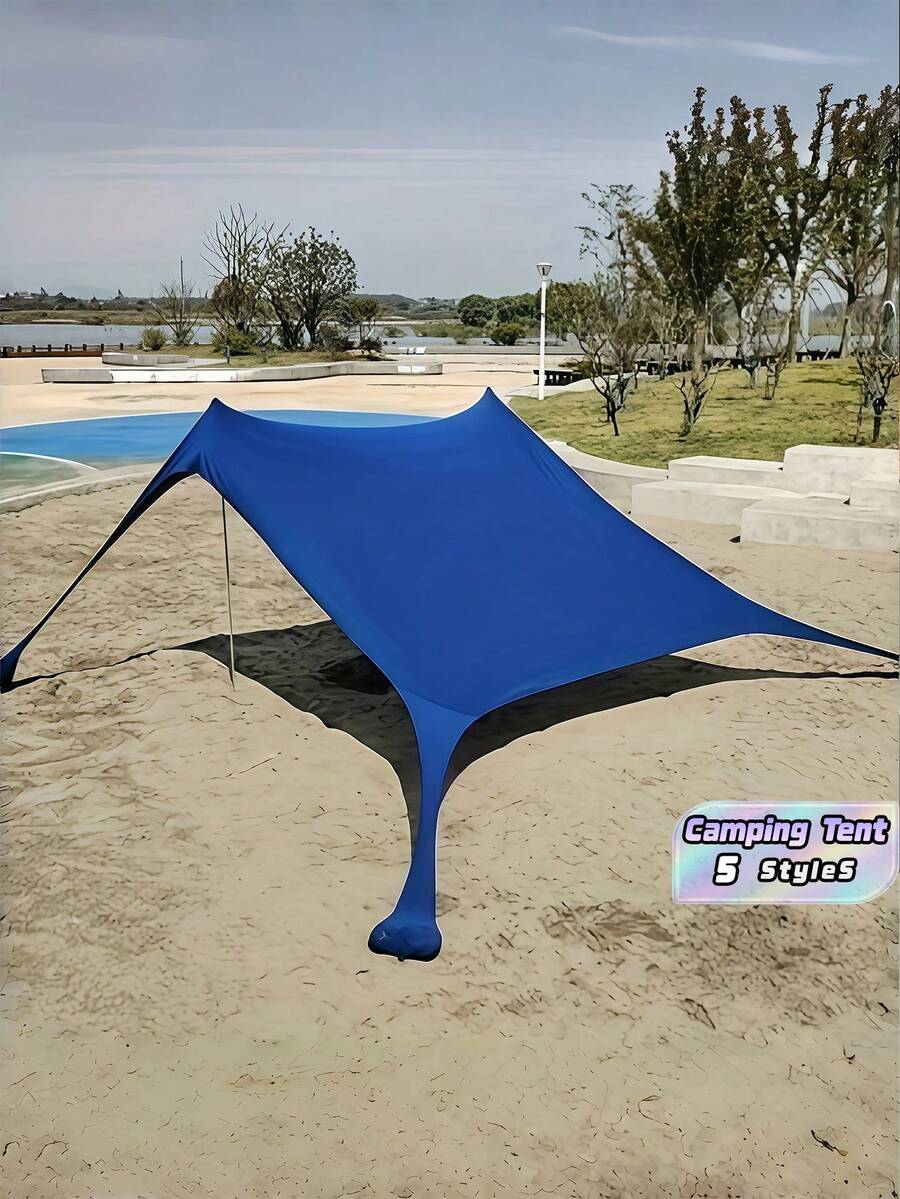 1PC Portable Automatic Pop Up Camping Tent Easy Setup Beach Shelter With Carry Bag Sand Pockets Stabilizer Poles 4PCS Extra Wind Ropes UPF50+ Sun Protection For Fishing Family Travel Outdoor Use - Multicolor - View 1