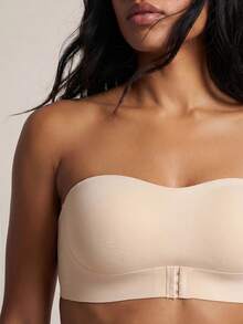 Barelissa Women's Solid Color Front Closure Padded Strapless Bra - Apricot - View 3