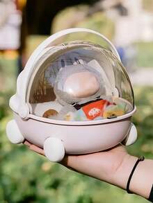 1 Pc Portable Round Cradle With Safety Buckle, Durable Carrying Case For Dolls & Action Figures, 2 Colors (Pink/Blue), Ideal For Travel Storage, Home Display, Gift Box For Birthday & Valentine's Day - color - View 3