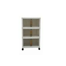 Plastic Folding Storage Cabinet, Multi-Layer Double Door Storage Organizer For Living Room, Toys, Lightweight Luxury Design, Multi-Purpose, Classified Storage, Heavy Duty, Casters, Folding Design, Easy Assembly, Suitable For Various Home Scenes - Multicolor - View 17