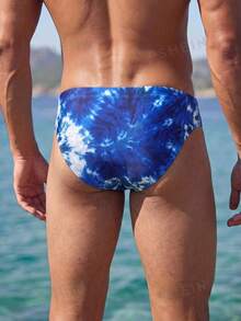 Manfinity Swimmode 2026 春夏新款男士紮染風鬆緊腰舒適休閒三角泳褲 - 彩色 - 查看 2
