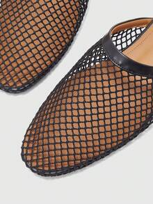 CUCCOO BIZCHIC Pantofole da donna con punta chiusa, fondo piatto, in rete intrecciata traforata, eleganti, adatte per il pendolarismo - nero - Visualizzare 5