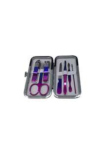 Gradient Stainless Steel Nail Clipper Set With Anti-Splash Nail Scissors, Cuticle Fork, Colourful Gradient Nail Kit - View 7