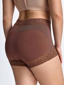 Slumbrini 1pc Plus Size Women Slimming Shaping Leggings, With Anti-Slip Silicone Strips, Tummy Control Butt Lifting Pants, Suitable For Daily Wear - Coffee Brown - View 2