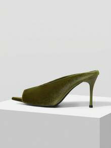 Mnmlis Women's Fashion 2026 Spring And Summer New Soft Pointed Thin Heel High Heel Outer Wear Fairy Style Fashionable Sandals Summer Shoes - Olive Green - View 1