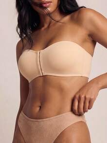 Barelissa Women's Front Closure Padded Push-Up Bra - Beige - View 4