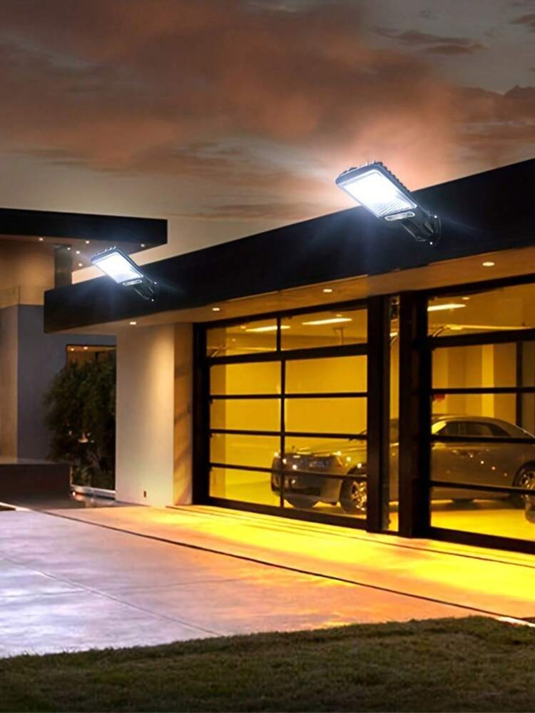1 قطعة مصباح حديقة يعمل بالطاقة الشمسية 2200 واط 108 LED مع مستشعر حركة وجهاز تحكم عن بعد، مصباح حائط LED مقاوم للماء - متعدد الألوان - مشاهدة 5