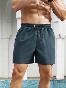Manfinity KASUA Pantalones cortos de playa casuales de talla grande para hombres para vacaciones - Agua verde azul - Ver 4