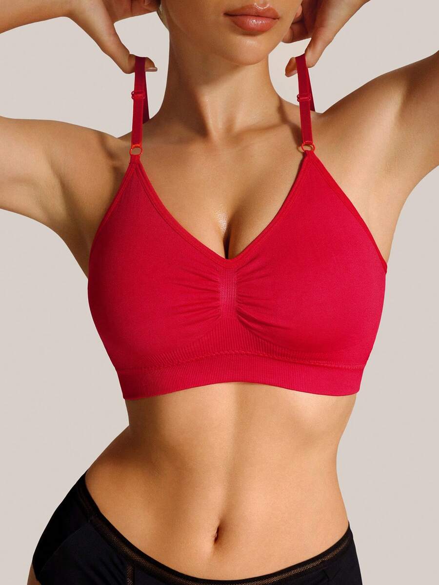 Barelissa 1pc Red Seamless Casual Underwear - Red - View 1