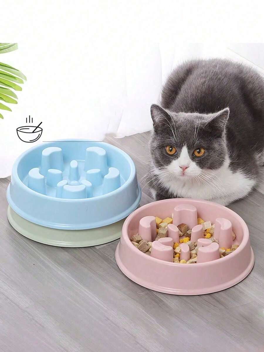便携式塑料慢食器慢食猫狗碗小狗小猫喂食盘宠物慢食益智喂食器防呛碗 - 彩色 - 查看 1