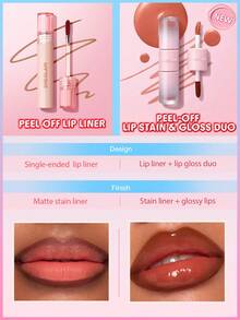 SHEGLAM Line To Shine Peel-Off Lip Stain & Gloss Duo-510 Papaya Glaze 2-In-1 Long-Lasting Combo Liquid Lipstick Lip Liner Brand Beauty Cosmetic Makeup For Women And Girls - 510 Papaya Glaze - View 11