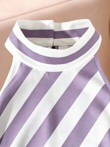 SHEIN Franclia Damen-Maxikleid im französischen eleganten Stil, gewebter schwarz-weiß gestreifter Stoff, Neckholder, ärmellos, Sommerkleid für Damen, Sommeroutfit, Strandoutfit, Strandkleid, Ausflugskleid, Urlaubsoutfit für Damen, Urlaubskleid, lässiges Damenkleid, Pendleroutfit für Damen, Bürooutfit für Damen, gesellschaftliches Kleid, Arbeitskleid, Bürokleidung für Damen, Businesskleidung für Damen, Arbeitskleidung für Damen, Arbeitskleid für Damen, neues Sommerkleid für Damen - Violett - Übersicht 7