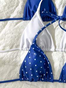 Swim Vcay Springbreak 女款海灘裝 夏季女裝 3件組 女士夏季純色細肩帶性感極簡風比基尼上衣 節慶波希米亞風 - 彩色 - 查看 3