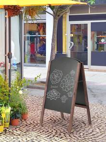 1PC Wooden A Frame Double Sided Writable Chalkboard Menu Sign Board Rustic Brown Black Sidewalk Sandwich Board Floor Standing Wedding Party Event Signage For Home Cafe Restaurant Outdoor Indoor Decor Gift For Business Family Holiday Must Haves - one-size - View 2
