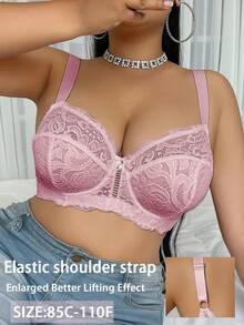 Divavoom Plus Size Lace Underwire Bra, 1pc - Pink - View 5