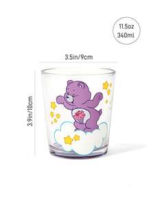 SHEIN X Care Bears 1個彩色卡通熊印花 11.50oz/340ml 玻璃杯，噴色蘇打石灰玻璃隨手杯，適用於水、果汁與調酒 - 無色 - 查看 5