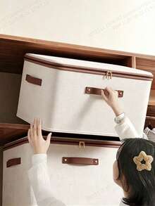 1/3pcs Clothing Storage, Foldable And Portable Storage Box, Wardrobe Storage Dust-Proof Garment And Bedding Organizer, Spring-Type Household Storage Container - Convenient And Space-Saving, Suitable For Storage Of Bedding, Fabrics, Spring Clothes - Multicolor - View 4
