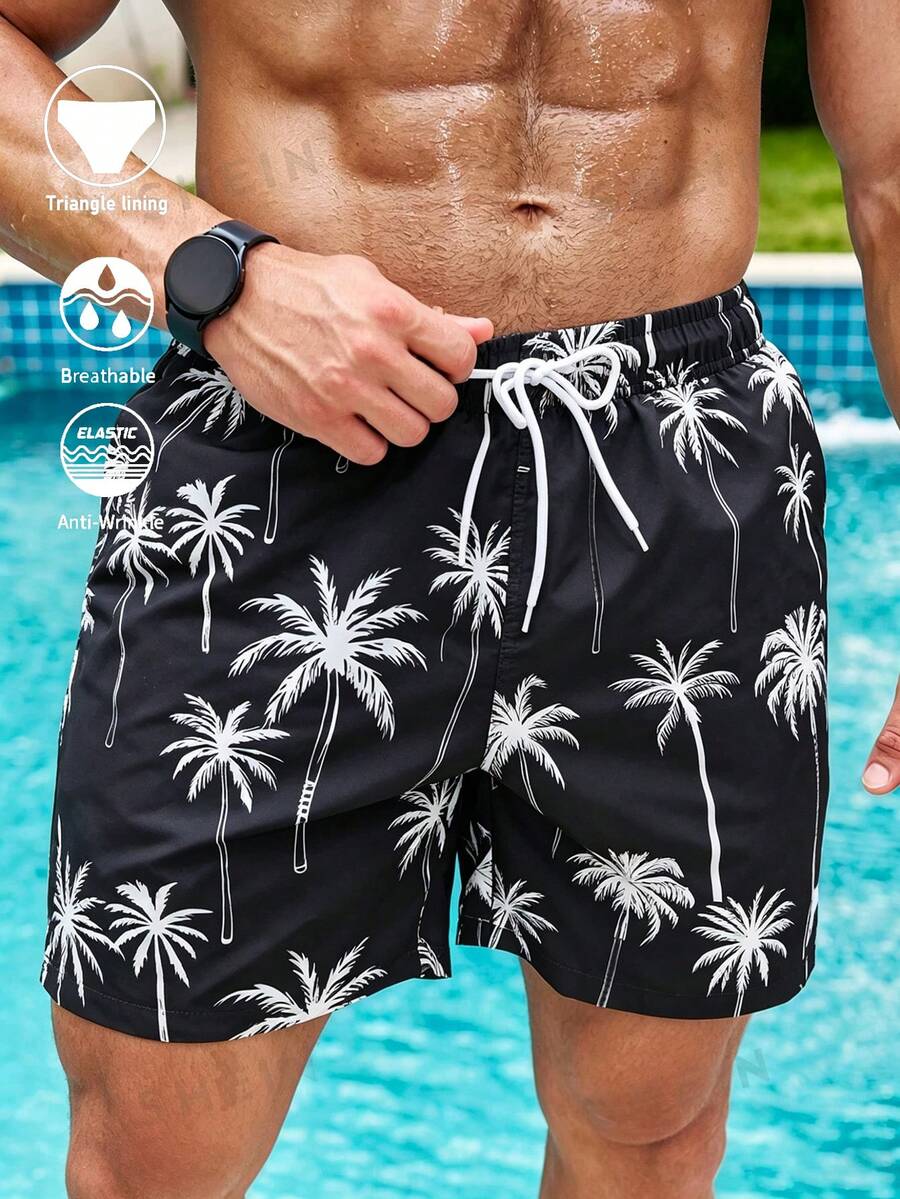 Manfinity KASUA Men's Coconut Tree Print Beach Shorts - Multicolor - View 1