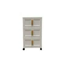 Plastic Folding Storage Cabinet, Multi-Layer Double Door Storage Organizer For Living Room, Toys, Lightweight Luxury Design, Multi-Purpose, Classified Storage, Heavy Duty, Casters, Folding Design, Easy Assembly, Suitable For Various Home Scenes - Multicolor - View 16
