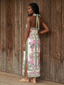 CAJUNI Vestido midi de punto con flores bordadas en rosa - Multicolor - Ver 5