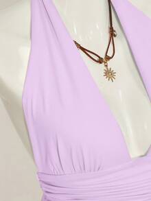 SHEIN ICON Halloween Women's Halter Backless Lavender Babydoll Tank Top Beach Vacation Summer Tropical - Mauve Purple - View 10