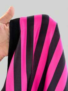 Sunspun Plus Size Spring/Summer Striped Patchwork Hooded Sleeveless Kangaroo Pocket Sweatshirt - Multicolor - View 9