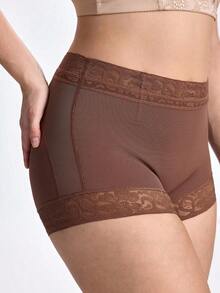 Slumbrini 1pc Plus Size Women Slimming Shaping Leggings, With Anti-Slip Silicone Strips, Tummy Control Butt Lifting Pants, Suitable For Daily Wear - Coffee Brown - View 8