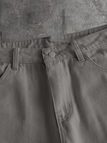 AXEPEAK Men's Casual Versatile Denim Shorts With Pockets And Buttons For Daily Wear - Olive Green - View 4