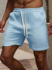 VENTUSAIL Pantalones cortos casuales sueltos con cordón en la cintura y bolsillos, para vacaciones - Azul - Ver 5