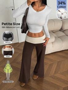 Vivamere Women's Casual Loose Fit Contrast Color Wide Leg Sweatpants Graduation Back To School Outfits Teacher Summer Cloth Lounge Grey ,Petite Women - Brown - View 4