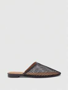 CUCCOO BIZCHIC Pantofole da donna con punta chiusa, fondo piatto, in rete intrecciata traforata, eleganti, adatte per il pendolarismo - nero - Visualizzare 6