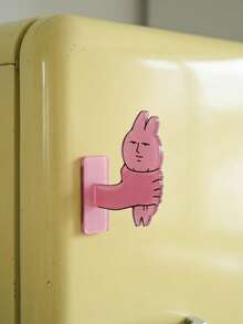 Joivida 1/2 Cute Pink Rabbit Hook, Cartoon Wall Mounted Storage Hook, Refrigerator Decoration, Suitable For Kitchen, Bathroom, Bedroom And Door, Suitable For Backpacks, Keys, Towels, Headbands, Toiletries And Household Items. - Multicolor - View 2