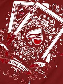 Manfinity Roughcore Men's Summer Casual Card Print T-Shirt - Red - View 3