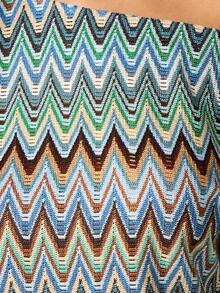 AiiRZ Women Zig Zag Knit Asymmetric Off Shoulder Short Sleeve Multicolor Zig Zag Pattern Relaxed Fit Top - Multicolor - View 2