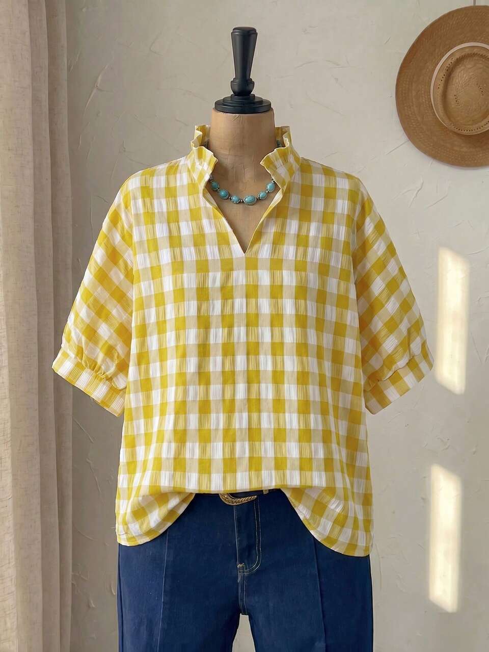 Plus Size Summer Casual Plaid Shirt