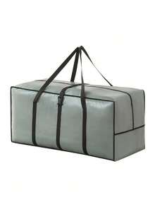 1 pieza Bolsa de almacenamiento grande plegable de tela con asas para edredones, ropa y artículos de temporada, solución de almacenamiento portátil a prueba de agua y polvo para el hogar, viajes y mudanzas, caja de almacenamiento con cremallera de capacidad extra grande como alternativa - Gris - Ver 13