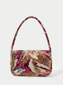 SHECARRY Ladies, Women Shoulder Bag, Evening Bag, Colorful Floral And Plant Sequins, Fashionable, Luxury, ,For Cocktail Party, Party, Prom, Club, Date, Birthday, Evening, Date Nigh, Banquet(Random Pattern) - Multicolor - View 5