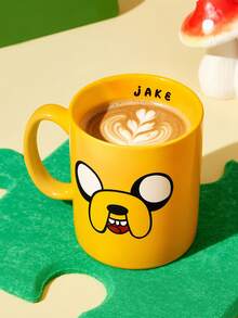 ADVENTURE TIME X SHEIN 1pc 10.14oz/300ml Cartoon Pattern Printed Ceramic Mug,  Suitable For Holding Water, Milk, Juice, Coffee, Tea, BMO,JAKE,FINN,LUMPY SPACE,ADVENTURE TIME - Yellow - View 2