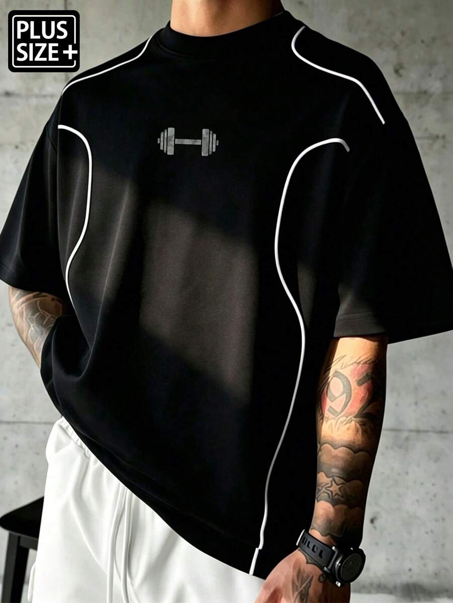 Gym Rark Men's Plus Size Colorblock Trim Sports T-Shirt - Black - View 1