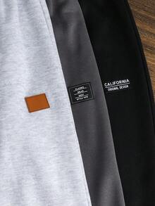 SHEIN 兒童 3 件組青少年男孩休閒字母印花運動長褲套裝 時尚慢跑褲 Joggers 運動褲組合包 - 彩色 - 查看 7