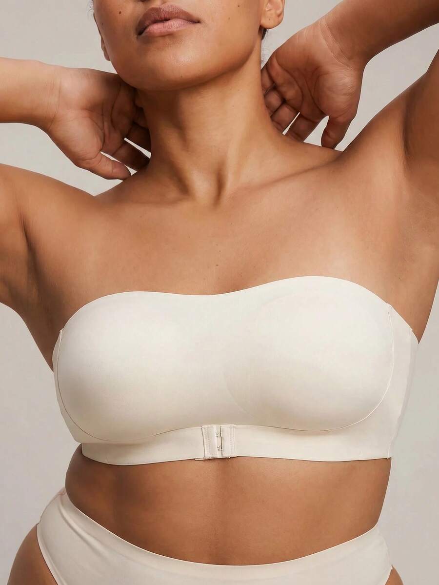 Barelissa Comfy Plus Size Strapless Knitted Bra With Non-Slip Support For Casual Wear Strapless Bra Wireless Bras Strapless Bra For Big Boobs Seamless - Apricot - View 1
