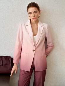 MOTF PREMIUM BLAZER WANITA MOTIF GRADASI POTONGAN LURUS - Berwarna merah muda - View 8