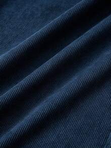 SHEIN Tall CURVE Celana Korduroi Polos Serbaguna Ukuran Besar untuk Musim Gugur - Navy Blue - View 5