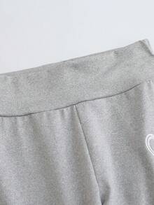 SHEIN 青少年女孩高腰 3件/套直筒褲，柔軟彈性，套裝，秋季，極簡風，秋冬風格加厚抓毛內裡 - 彩色 - 查看 3