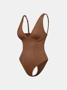 SHAPORA Women's Fashion Minimalist Solid Color Bodysuit 2pcs Set - Multicolor - View 9