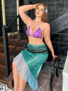 Fantasy Costume Fantasy Costume Plus Size Mermaid Sexy Lingerie 4-Piece Set - Multicolor - View 1